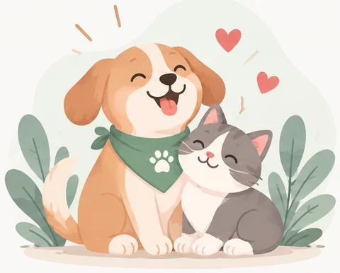 ResQ illustration of a dog and a cat
